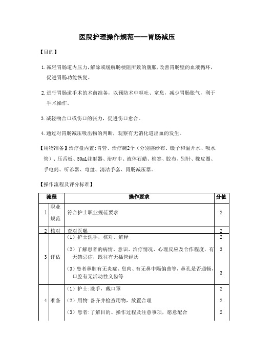 医院护理操作规范——胃肠减压(2019年版)