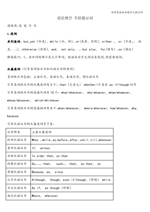 高考英语语法填空无提示词