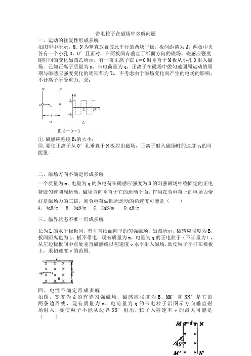 带电粒子在磁场中的多解问题