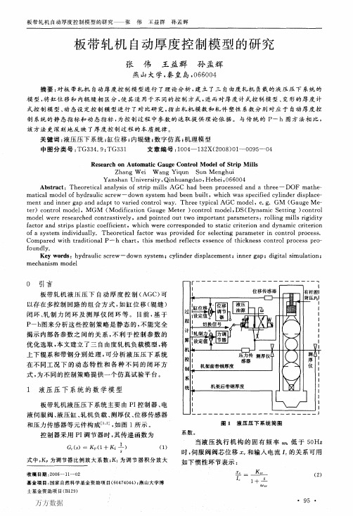 板带轧机自动厚度控制模型的研究