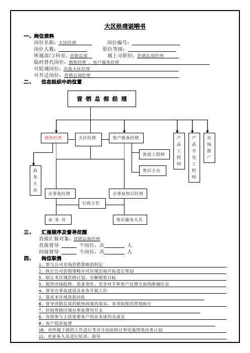 大区经理岗位职务说明书