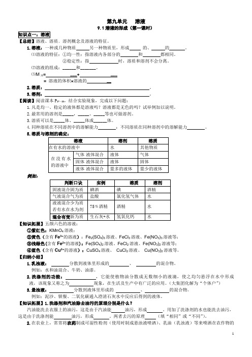 溶液的形成