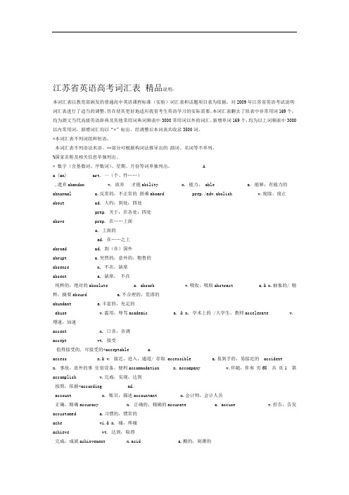 江苏省英语高考词汇表