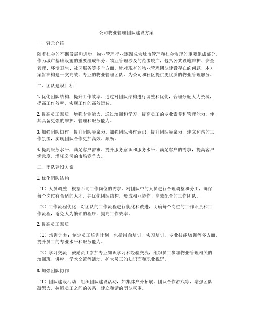 公司物业管理团队建设方案