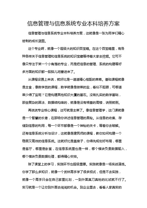 信息管理与信息系统专业本科培养方案