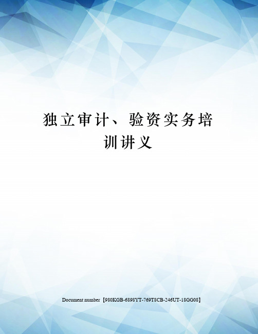 独立审计、验资实务培训讲义