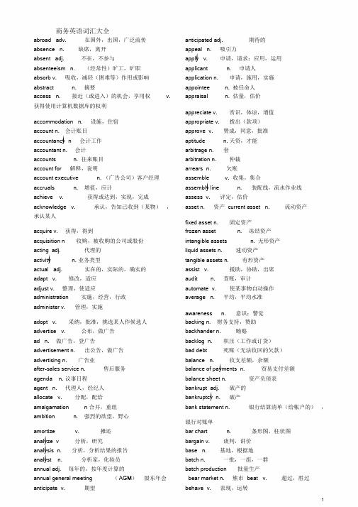 商务英语词汇(BEC词汇打印版)