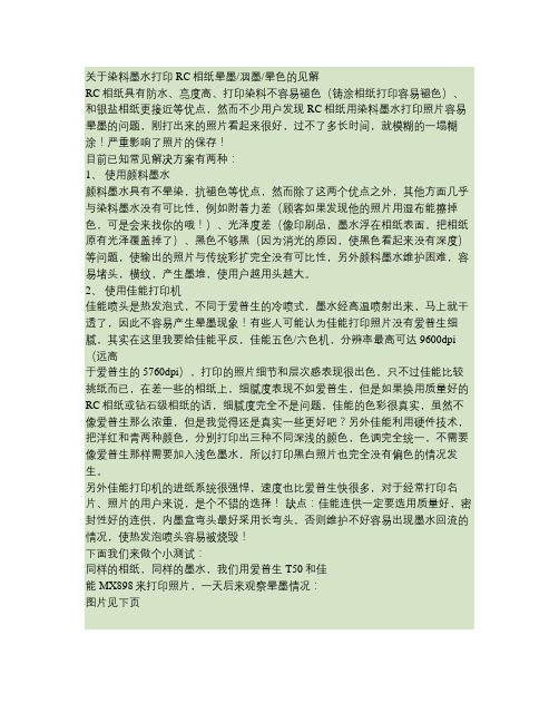 关于染料墨水打印RC相纸晕墨的见解(精)