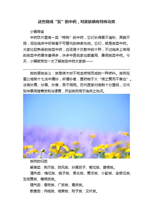 这些烧成“炭”的中药，对皮肤病有特殊功效