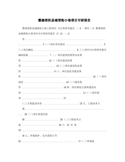 整修淮阳县城背街小巷项目可研报告