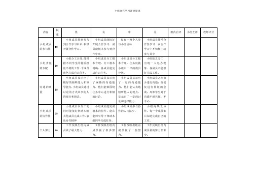 小组合作评价量规