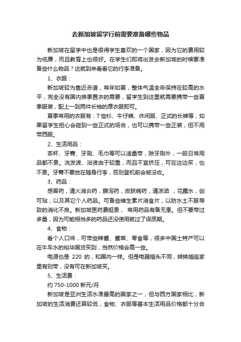 去新加坡留学行前需要准备哪些物品