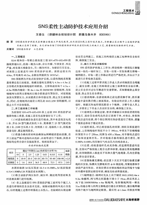 SNS柔性主动防护技术应用介绍