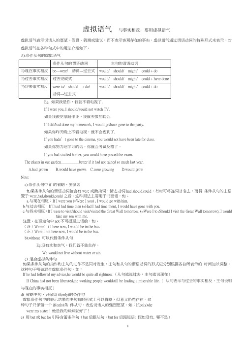 虚拟语气_与事实相反_要用虚拟语气