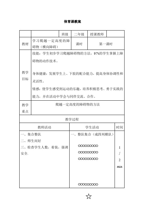 新人教版一至二年级体育《5.攀登、爬越、平衡与游戏  6.爬越80 .100厘米高的障碍物与游戏》公开课教案_5