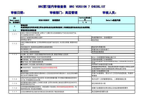 BRC第七版内审检查表