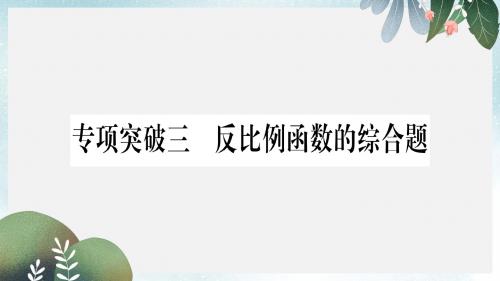 中考数学第二轮中档题突破专项突破3反比例函数的综合题作业课件