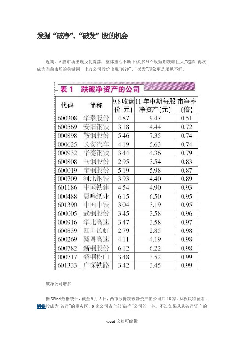 发掘“破净”“破发”股的机会.doc