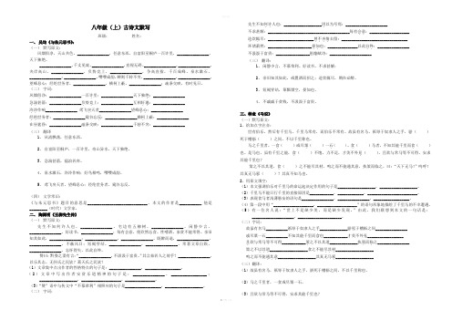 鲁教版语文八年级上古诗文默写