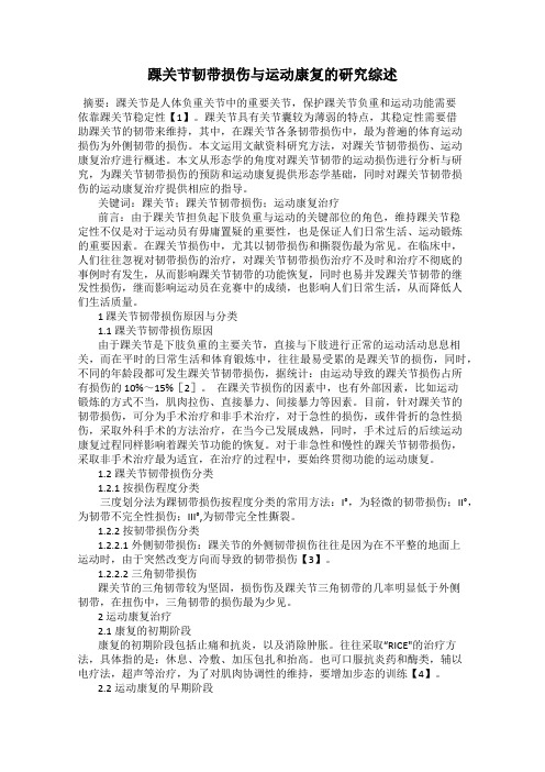 踝关节韧带损伤与运动康复的研究综述