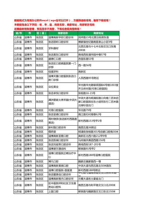 2020新版山东省淄博市张店区口腔工商企业公司商家名录名单联系电话号码地址大全178家