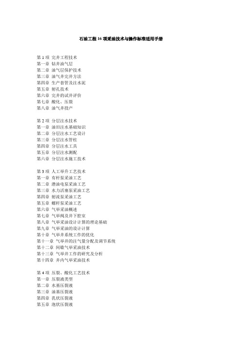 石油工程16项采油技术与操作标准适用手册123