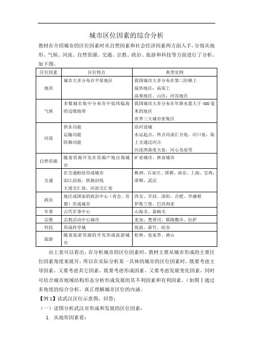 城市区位因素的综合分析