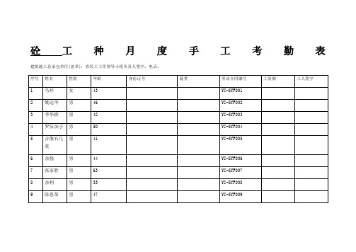 农民工工资表