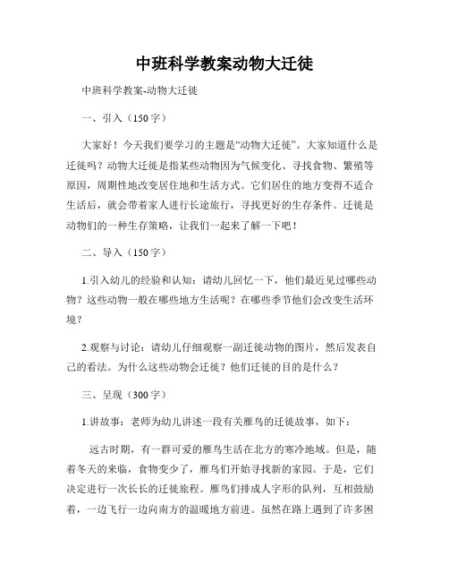 中班科学教案动物大迁徒