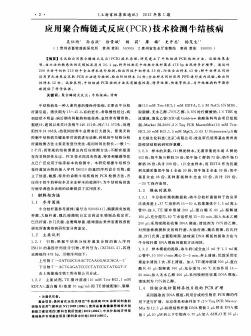 应用聚合酶链式反应(PCR)技术检测牛结核病