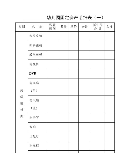 幼儿园固定资产明细表