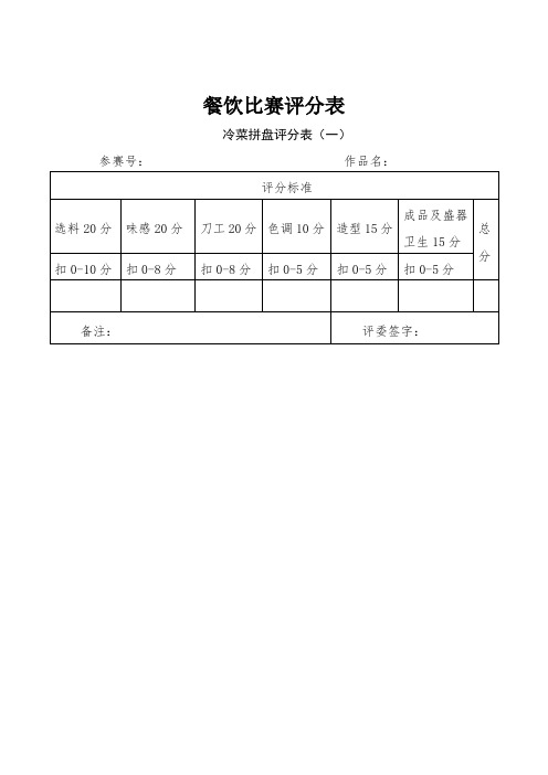 餐饮比赛评分表