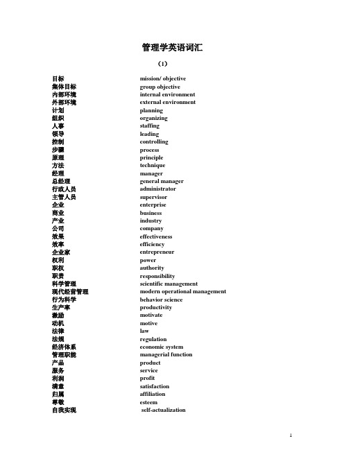 管理学英语词汇