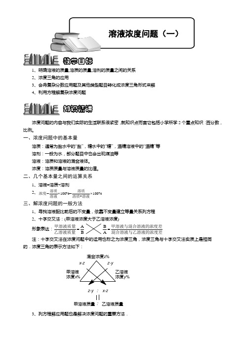 小学奥数  溶液浓度问题(一) 精选练习例题 含答案解析(附知识点拨及考点)