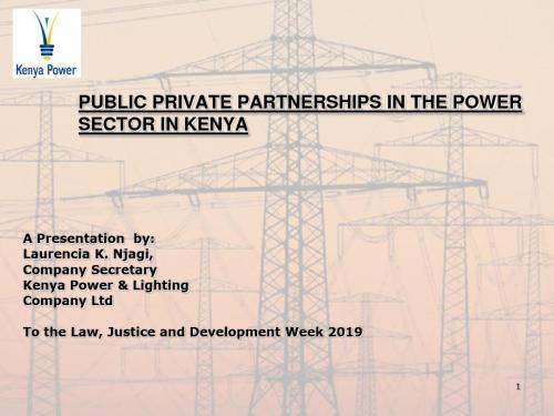 PRIVATE SECTOR INVESTMENT IN KENYA POWER SECTOR私营部门的投资在肯尼亚电力部门