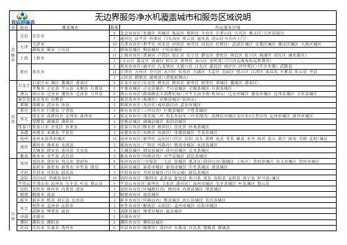 无边界服务净水机覆盖城和服务区域说明