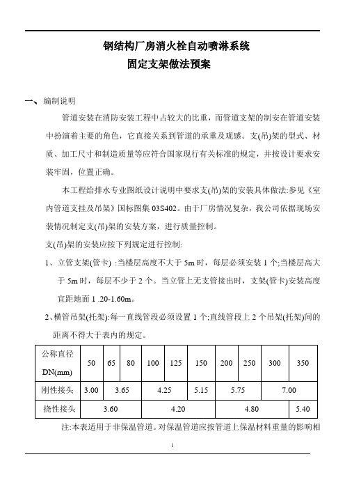 钢结构厂房消火栓系统固定支架做法预案.