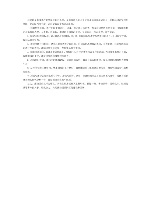 推动团员发挥先锋队、突击队作用上 做法机制