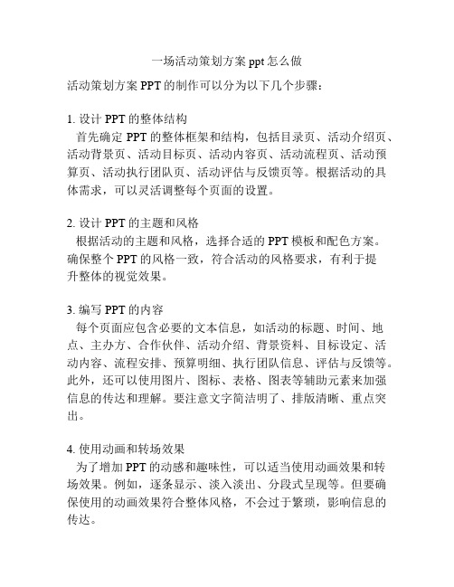 一场活动策划方案ppt怎么做