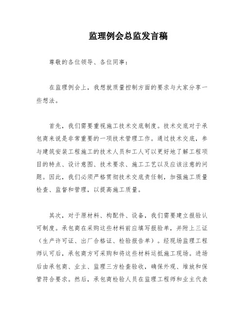 监理例会总监发言稿