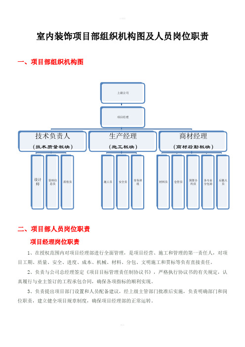 室内装饰工程项目部组织机构及人员岗位职责