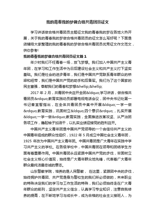 我的青春我的梦做合格共青团员征文