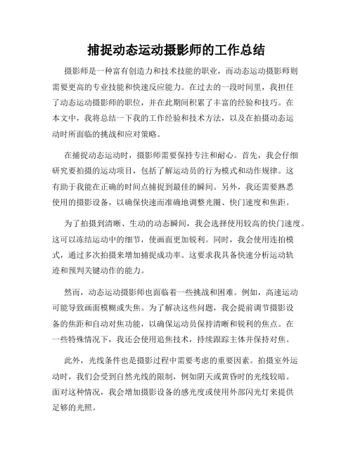 捕捉动态运动摄影师的工作总结