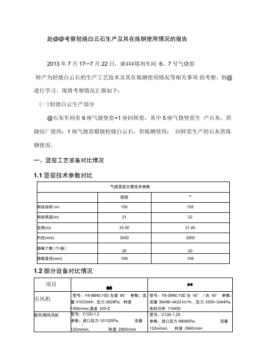 轻烧白云石在炼钢使用情况资料