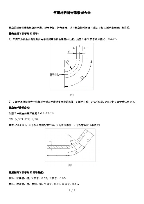 常用材料折弯系数表大全