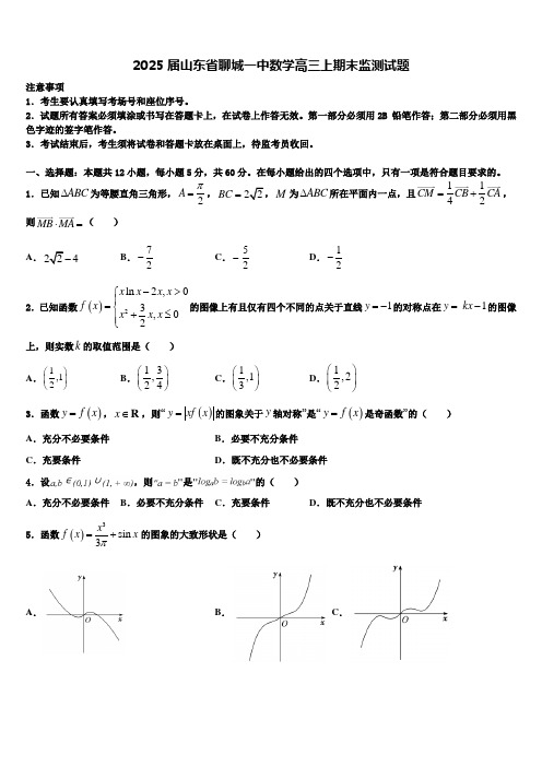 2025届山东省聊城一中数学高三上期末监测试题含解析