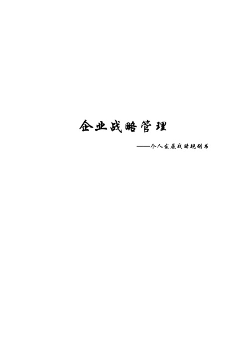 企业战略管理-个人发展规划