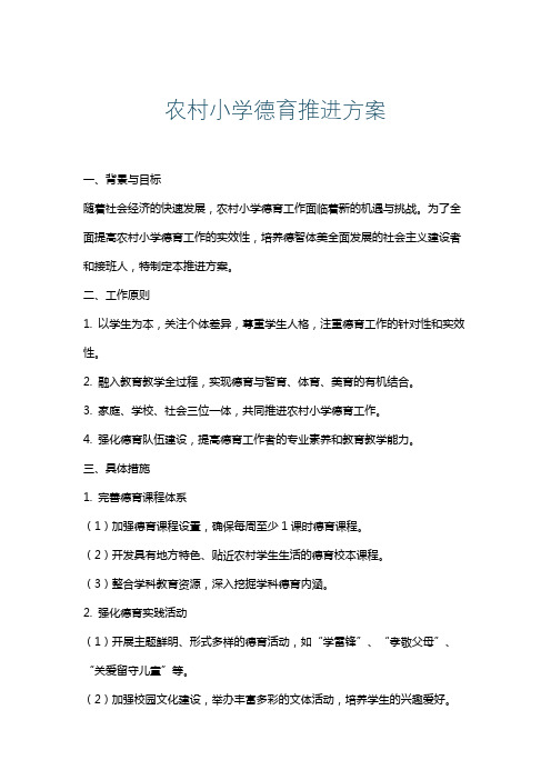 农村小学德育推进方案