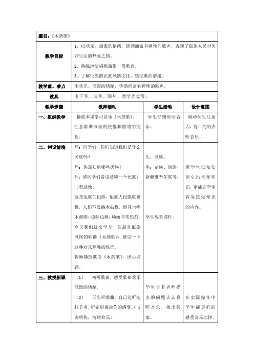 小学五年级上 音乐 木鼓歌