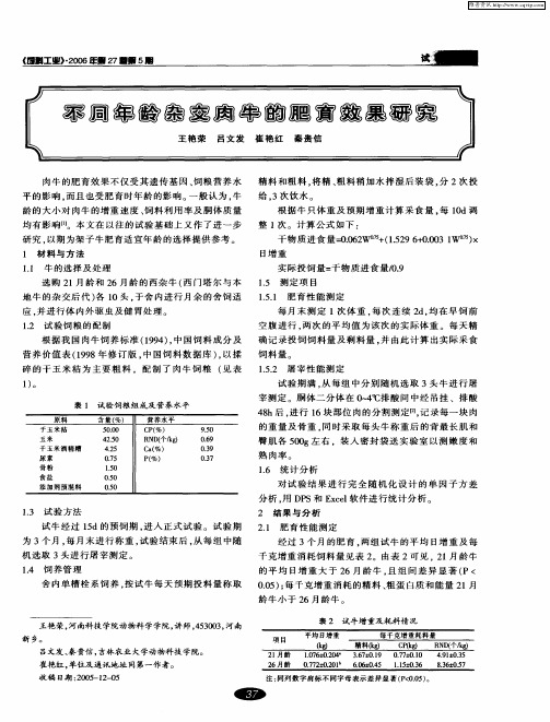 不同年龄杂交肉牛的肥育效果研究